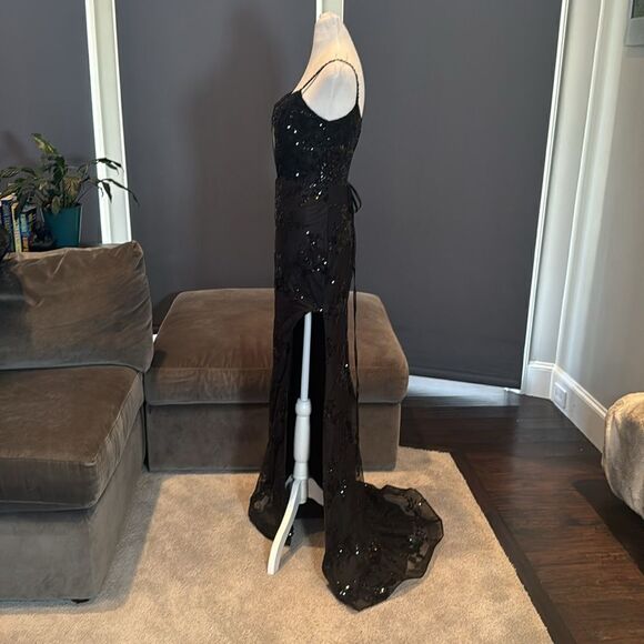 Women’s Black MermaidFit Sequins Party Prom Formal Dress LaceUp Back Size 4 - Picture 7 of 15